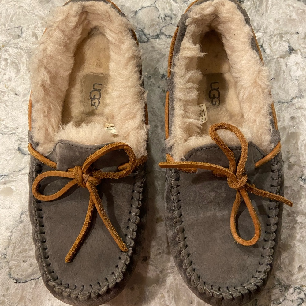UGG Gray Suede Moccasin Slippers
